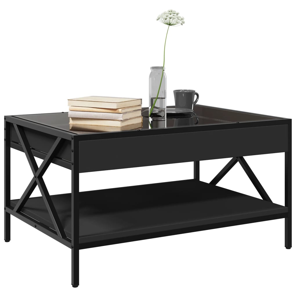 Table basse avec Infinity LED noir 70x50x38 cm