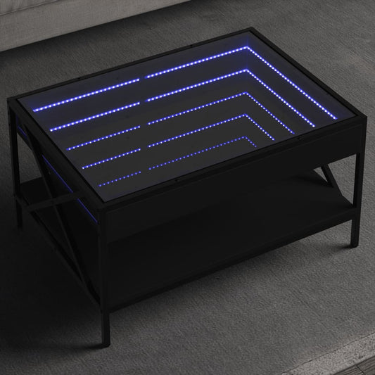 Table basse avec Infinity LED noir 70x50x38 cm