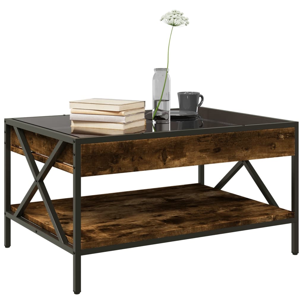 Coffee table with Infinity LED smoked oak 70x50x38 cm