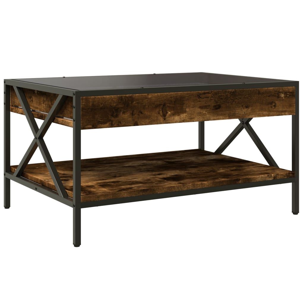 Coffee table with Infinity LED smoked oak 70x50x38 cm