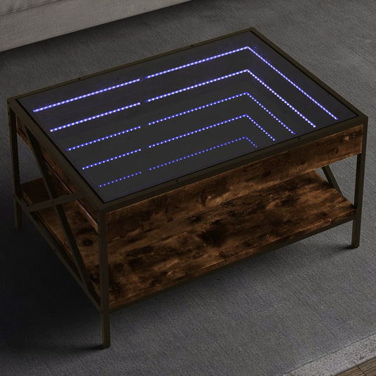 Coffee table with Infinity LED smoked oak 70x50x38 cm