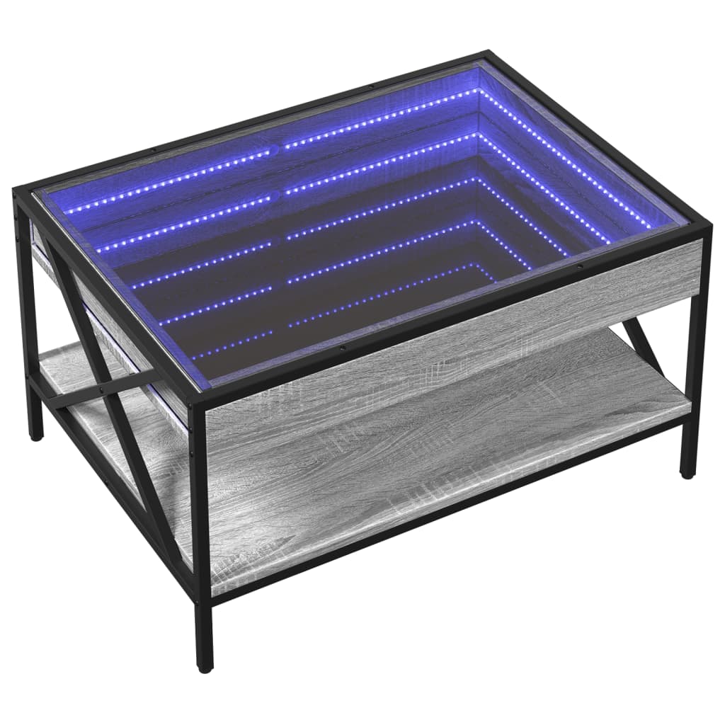 Table basse avec Infinity LED Gris Sonoma 70x50x38 cm