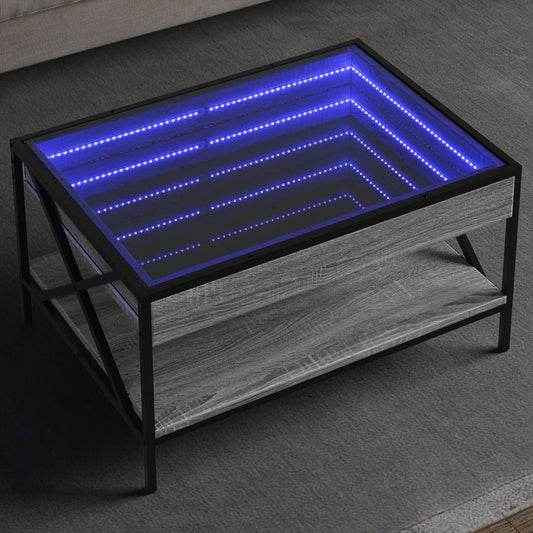 Table basse avec Infinity LED Gris Sonoma 70x50x38 cm