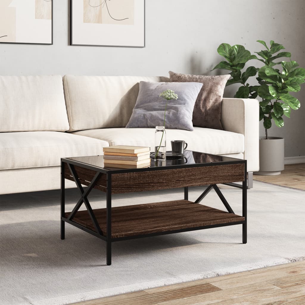 Table basse avec Infinity LED aspect chêne marron 70x50x38 cm