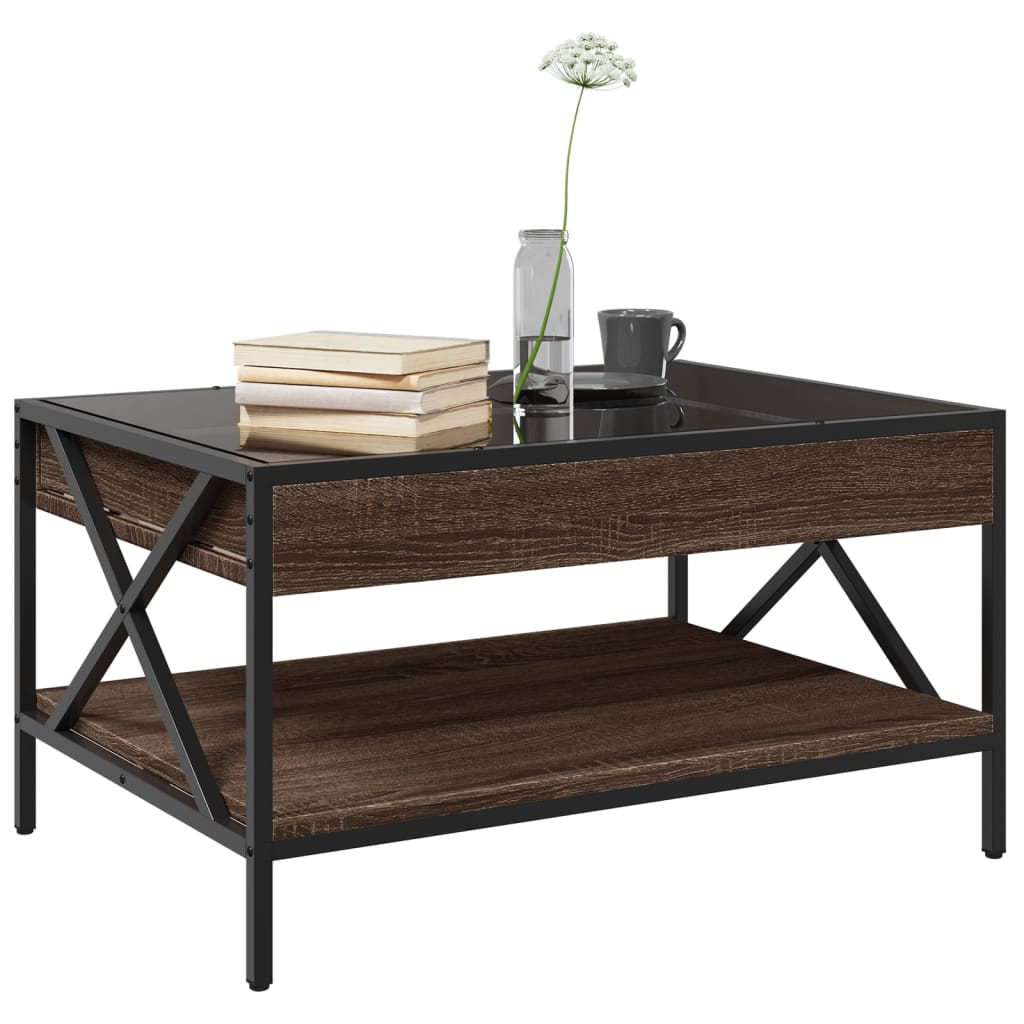 Table basse avec Infinity LED aspect chêne marron 70x50x38 cm