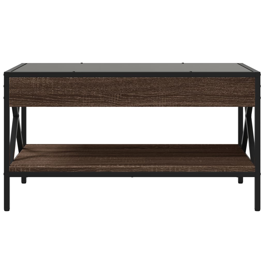 Table basse avec Infinity LED aspect chêne marron 70x50x38 cm
