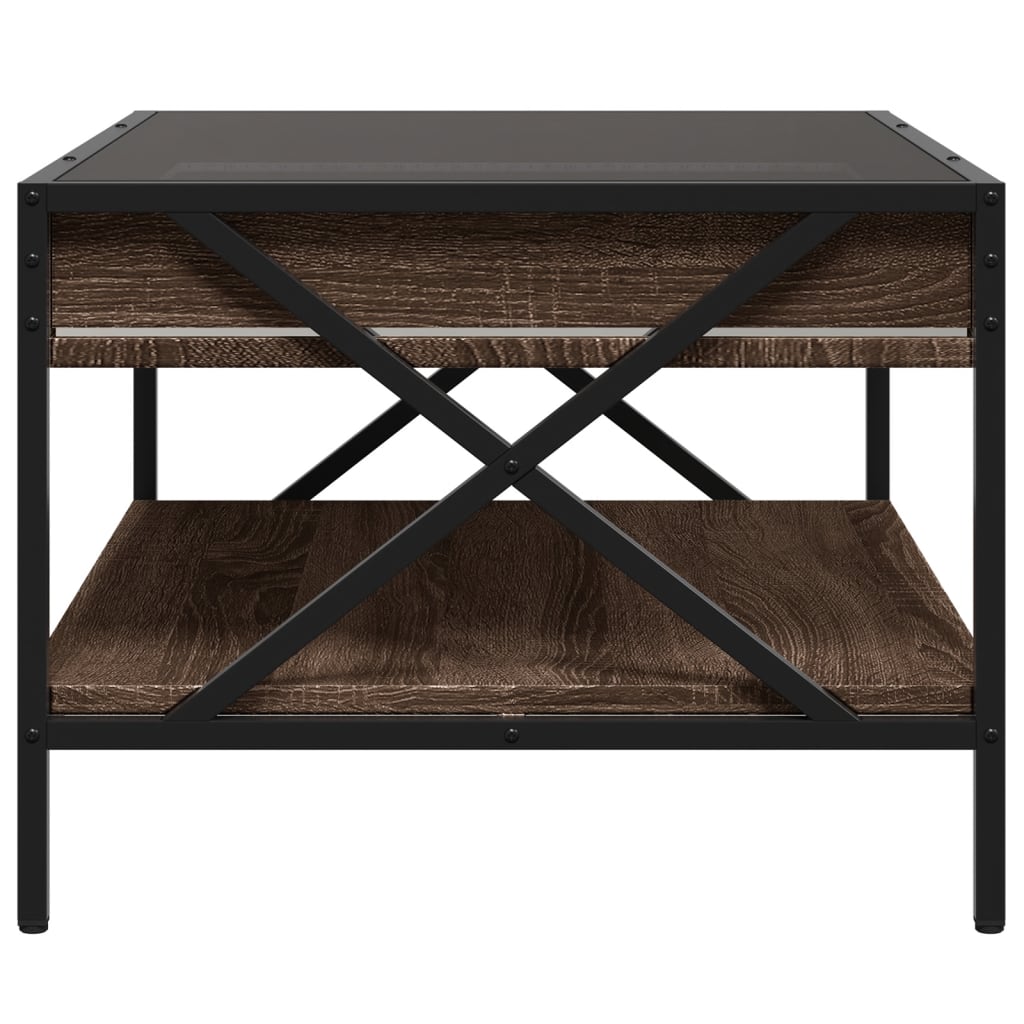 Table basse avec Infinity LED aspect chêne marron 70x50x38 cm