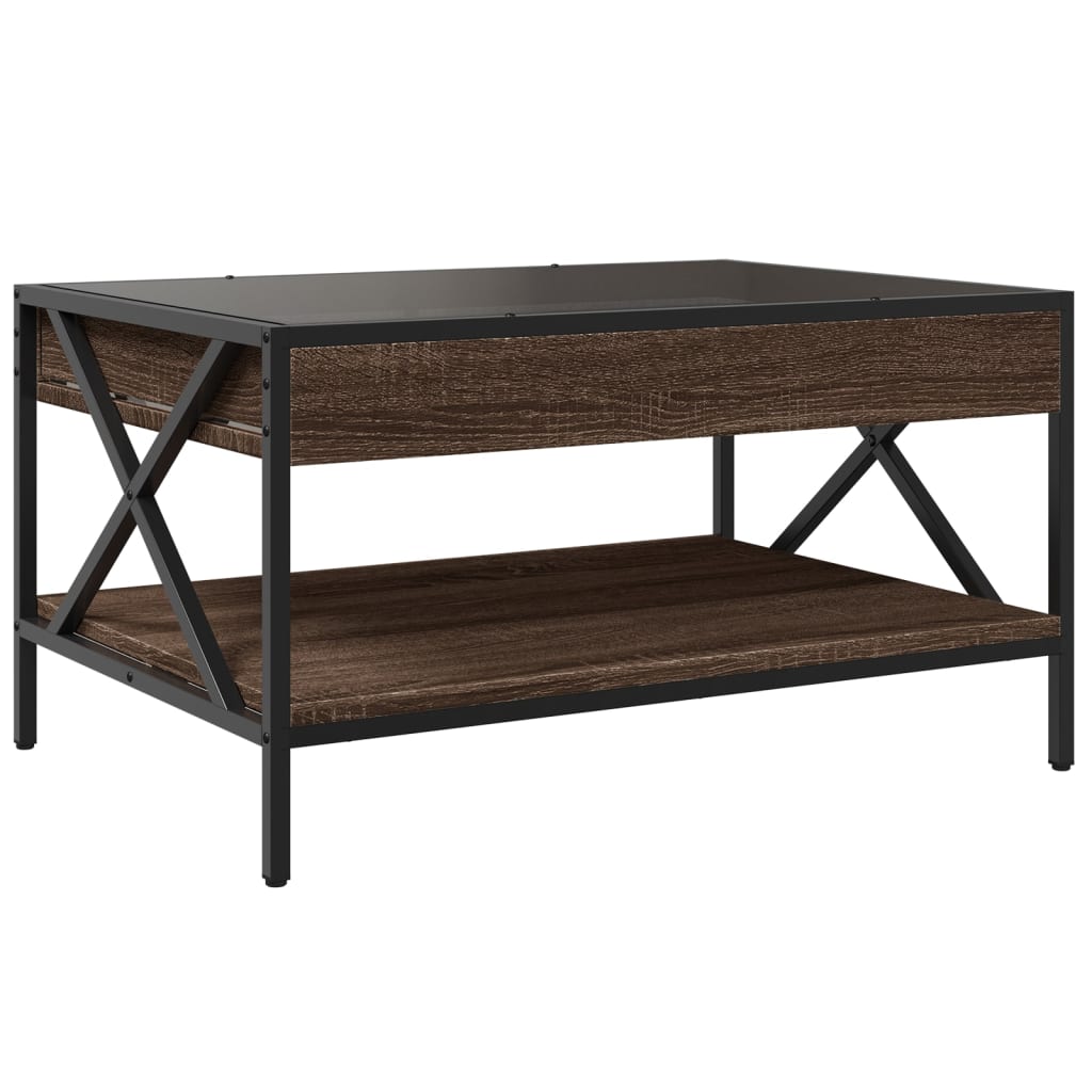 Table basse avec Infinity LED aspect chêne marron 70x50x38 cm