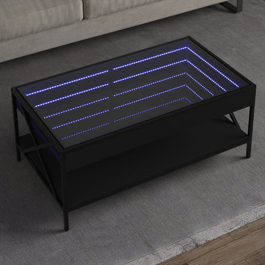 Table basse avec Infinity LED noir 90x50x38 cm