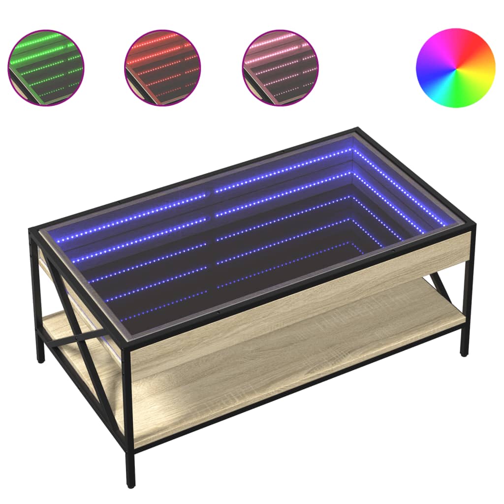 Table basse avec Infinity LED chêne Sonoma 90x50x38 cm