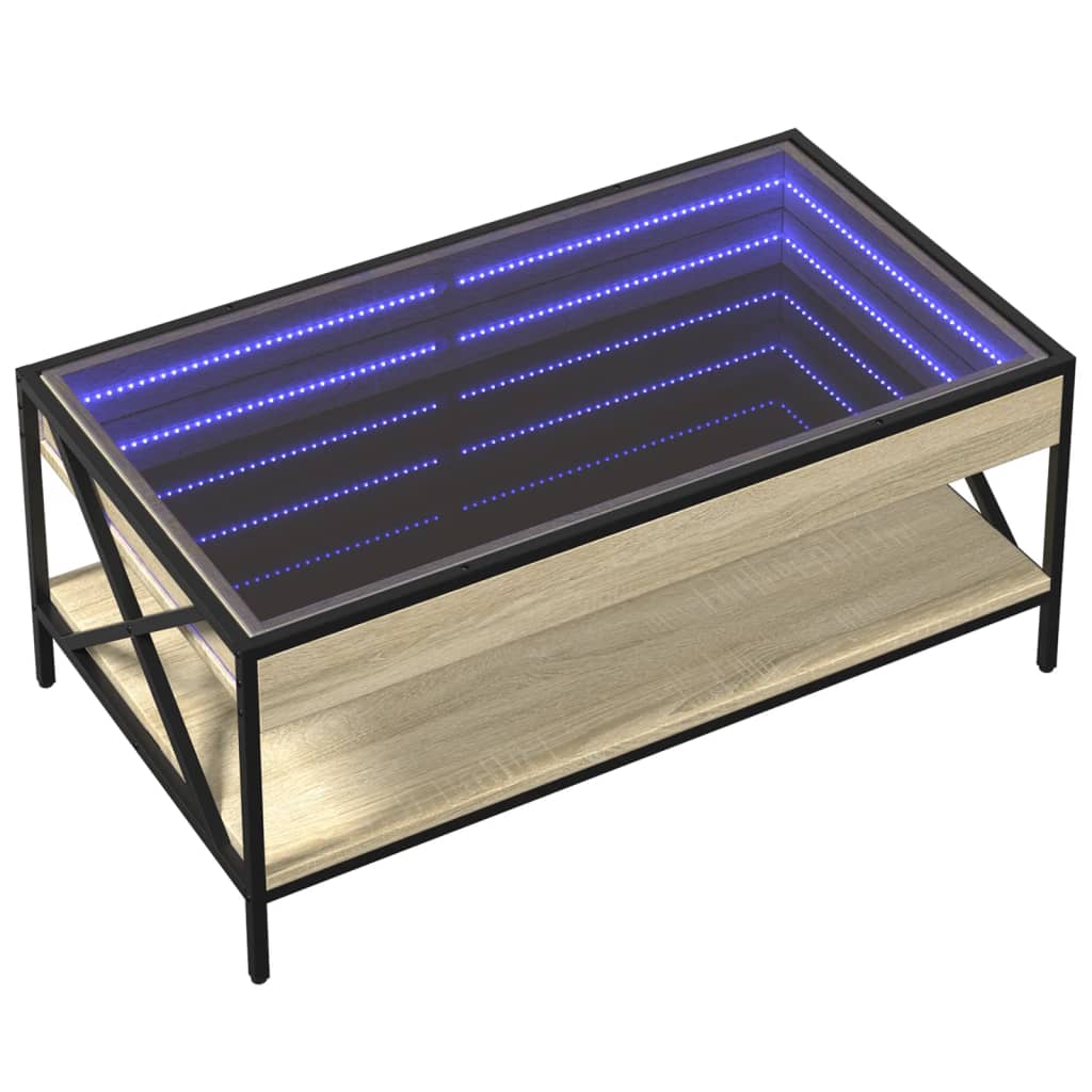 Table basse avec Infinity LED chêne Sonoma 90x50x38 cm