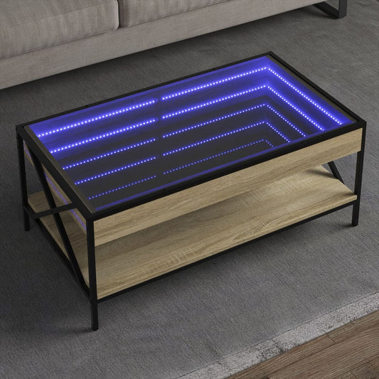 Table basse avec Infinity LED chêne Sonoma 90x50x38 cm