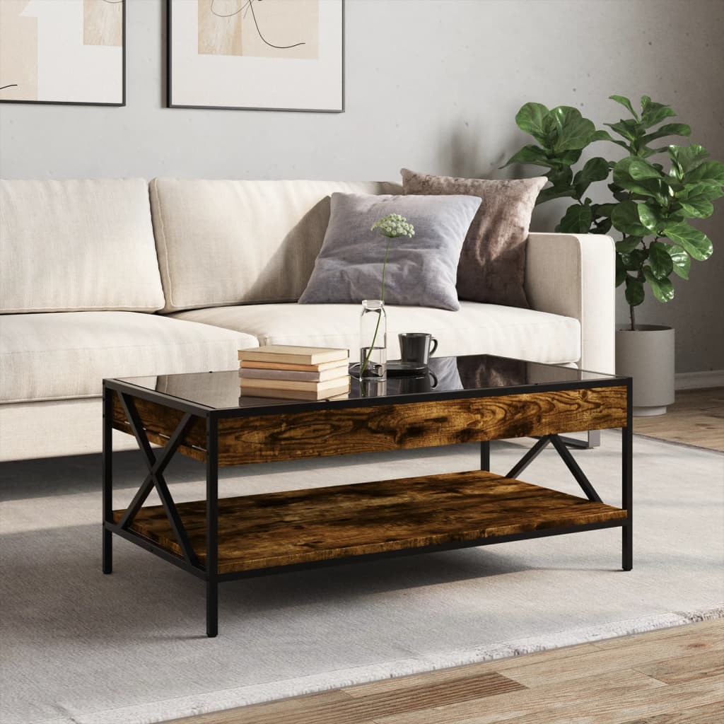 Coffee table with Infinity LED smoked oak 90x50x38 cm