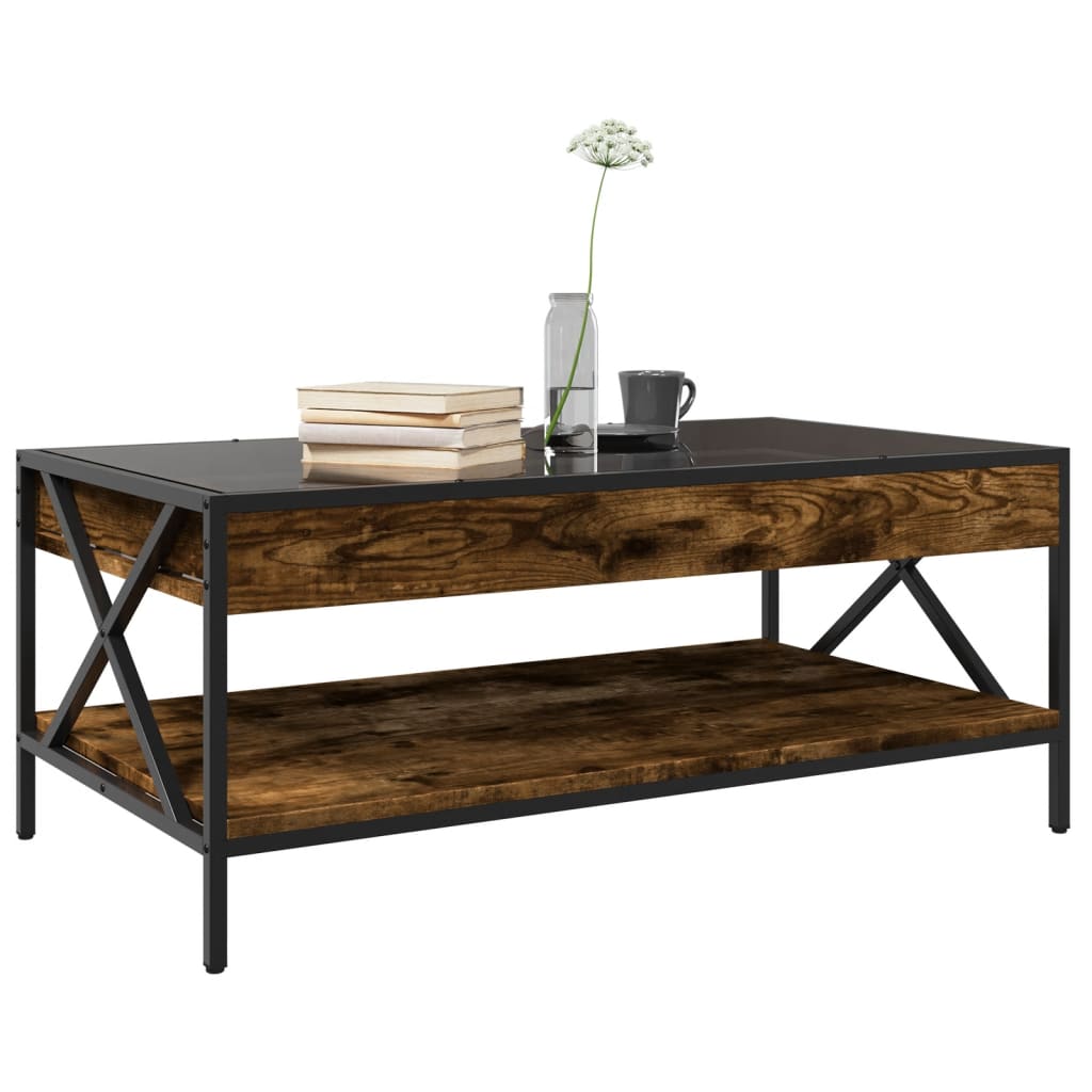 Coffee table with Infinity LED smoked oak 90x50x38 cm