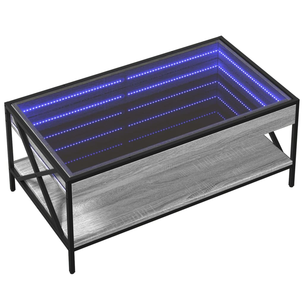 Table basse avec Infinity LED Gris Sonoma 90x50x38 cm