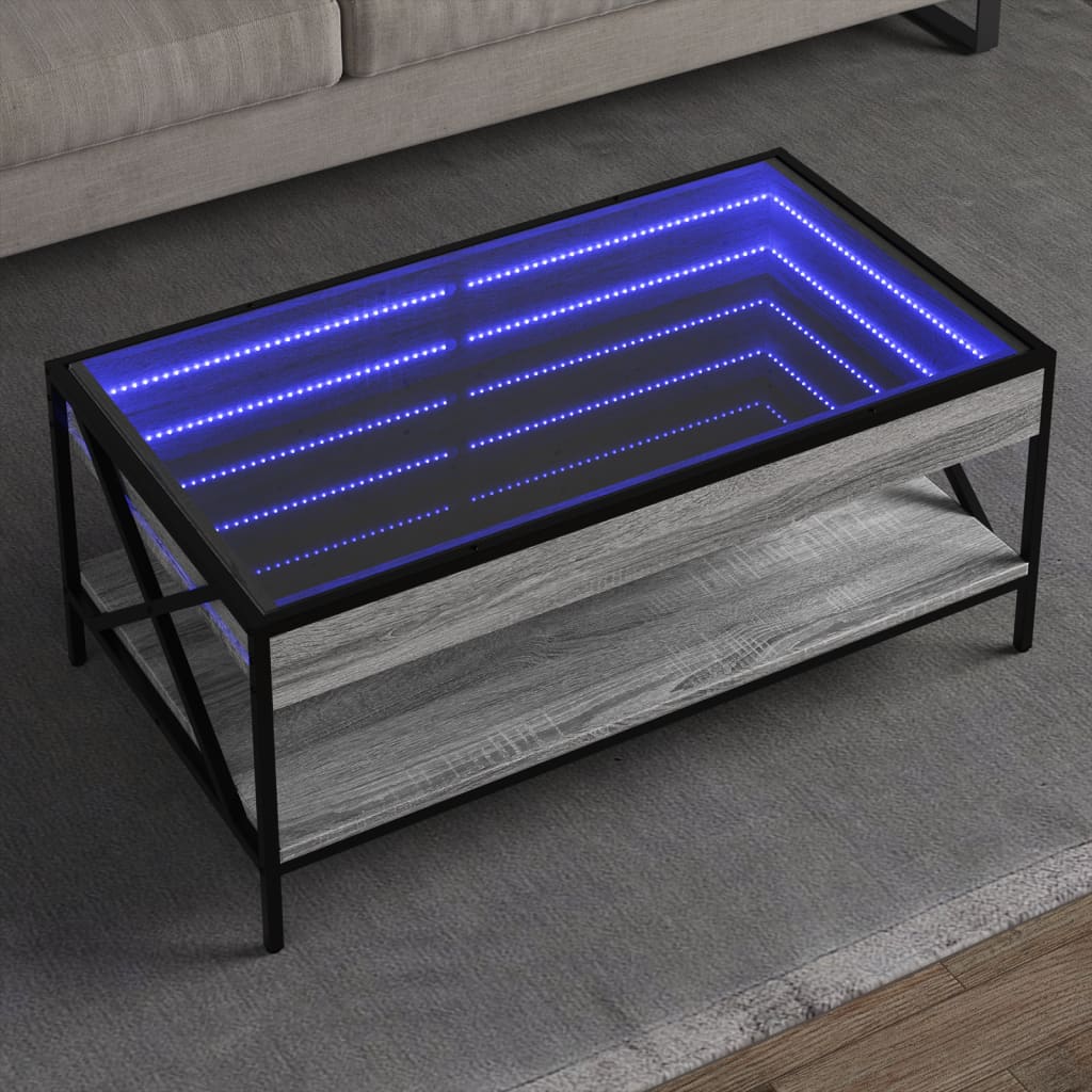 Table basse avec Infinity LED Gris Sonoma 90x50x38 cm