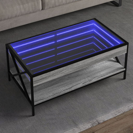 Table basse avec Infinity LED Gris Sonoma 90x50x38 cm