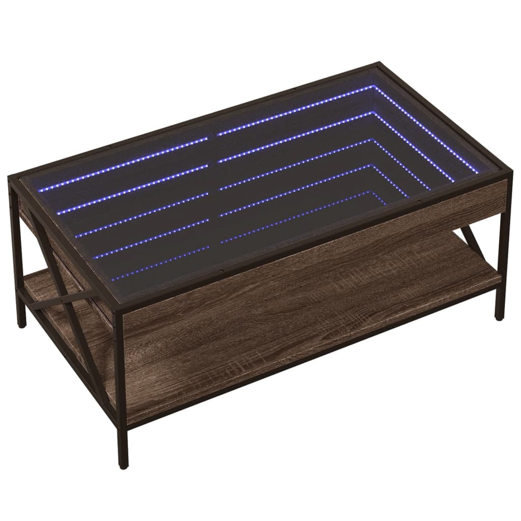 Coffee table with Infinity LED brown oak look 90x50x38 cm