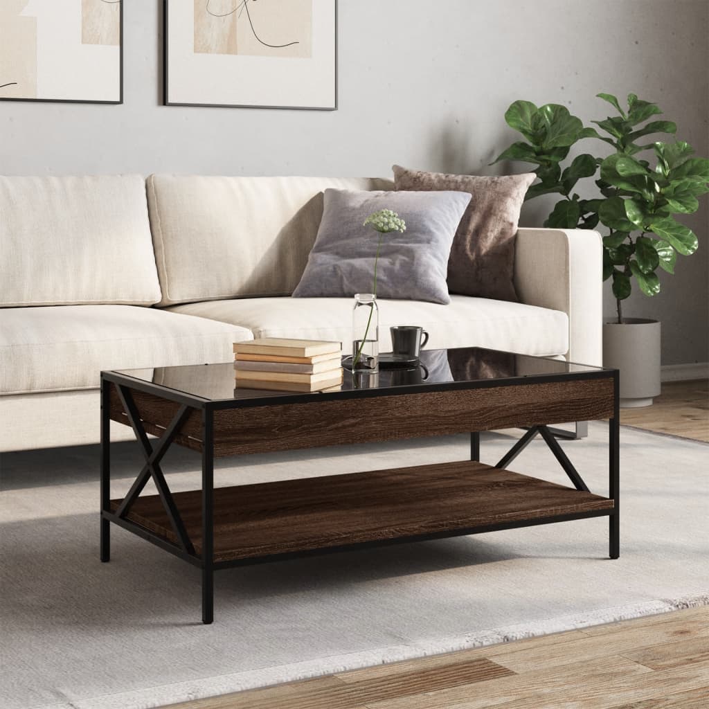 Coffee table with Infinity LED brown oak look 90x50x38 cm