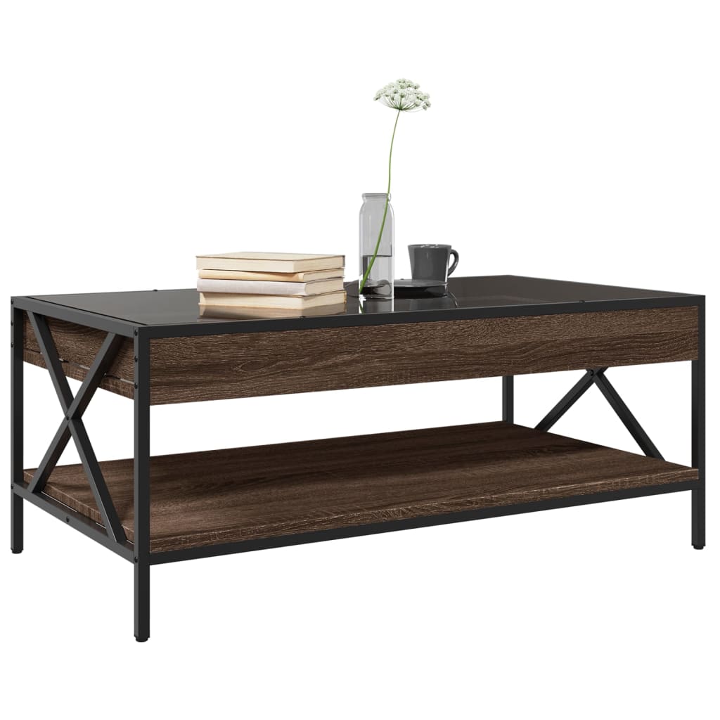 Coffee table with Infinity LED brown oak look 90x50x38 cm