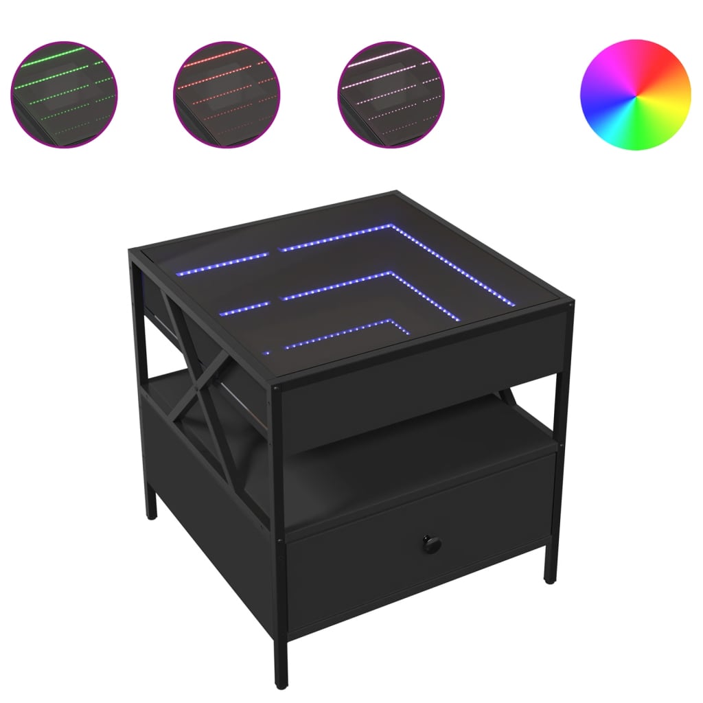 Table basse avec Infinity LED noir 50x50x51 cm