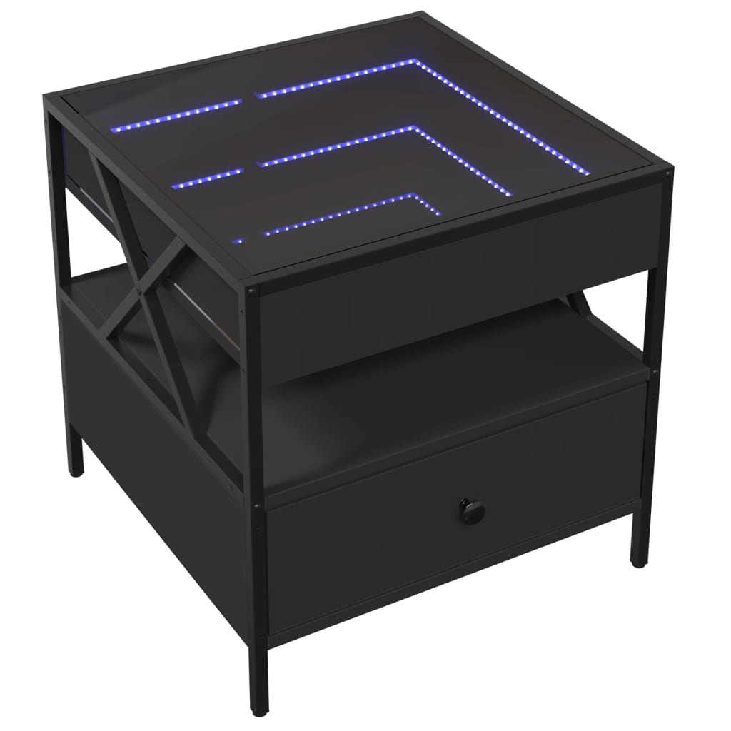 Table basse avec Infinity LED noir 50x50x51 cm