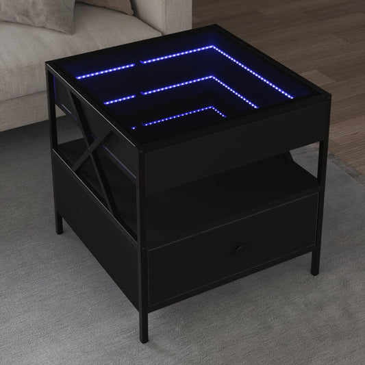 Table basse avec Infinity LED noir 50x50x51 cm