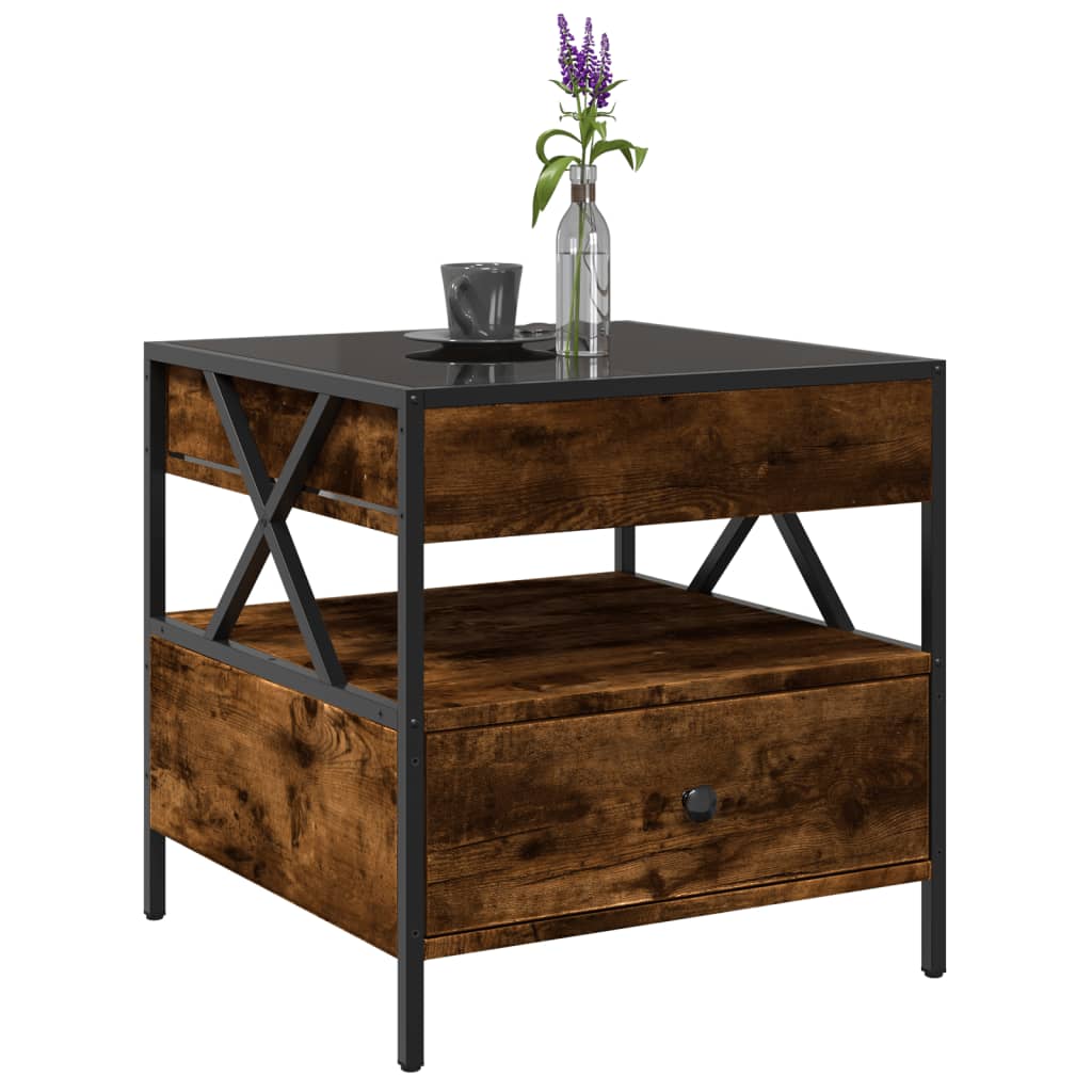 Coffee table with Infinity LED smoked oak 50x50x51 cm