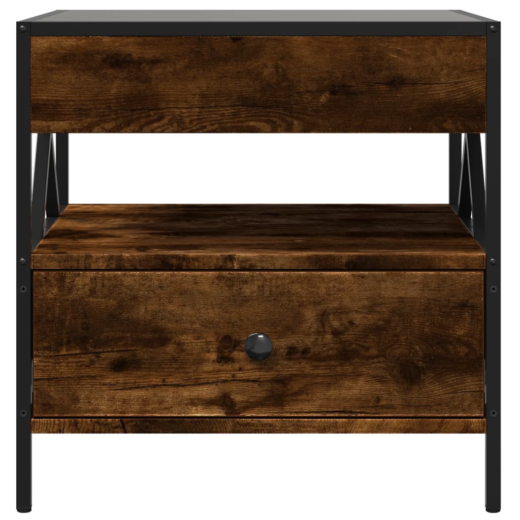 Coffee table with Infinity LED smoked oak 50x50x51 cm