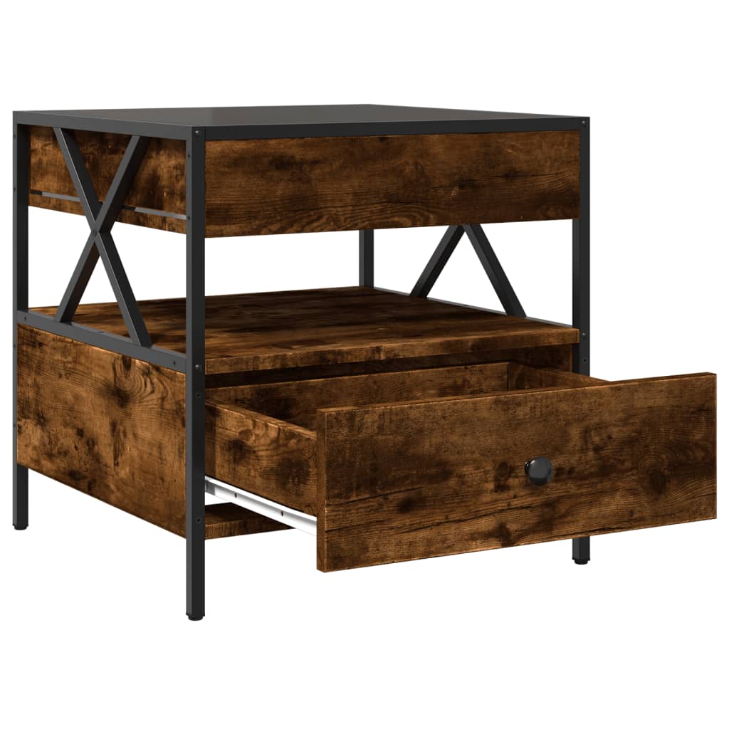 Coffee table with Infinity LED smoked oak 50x50x51 cm