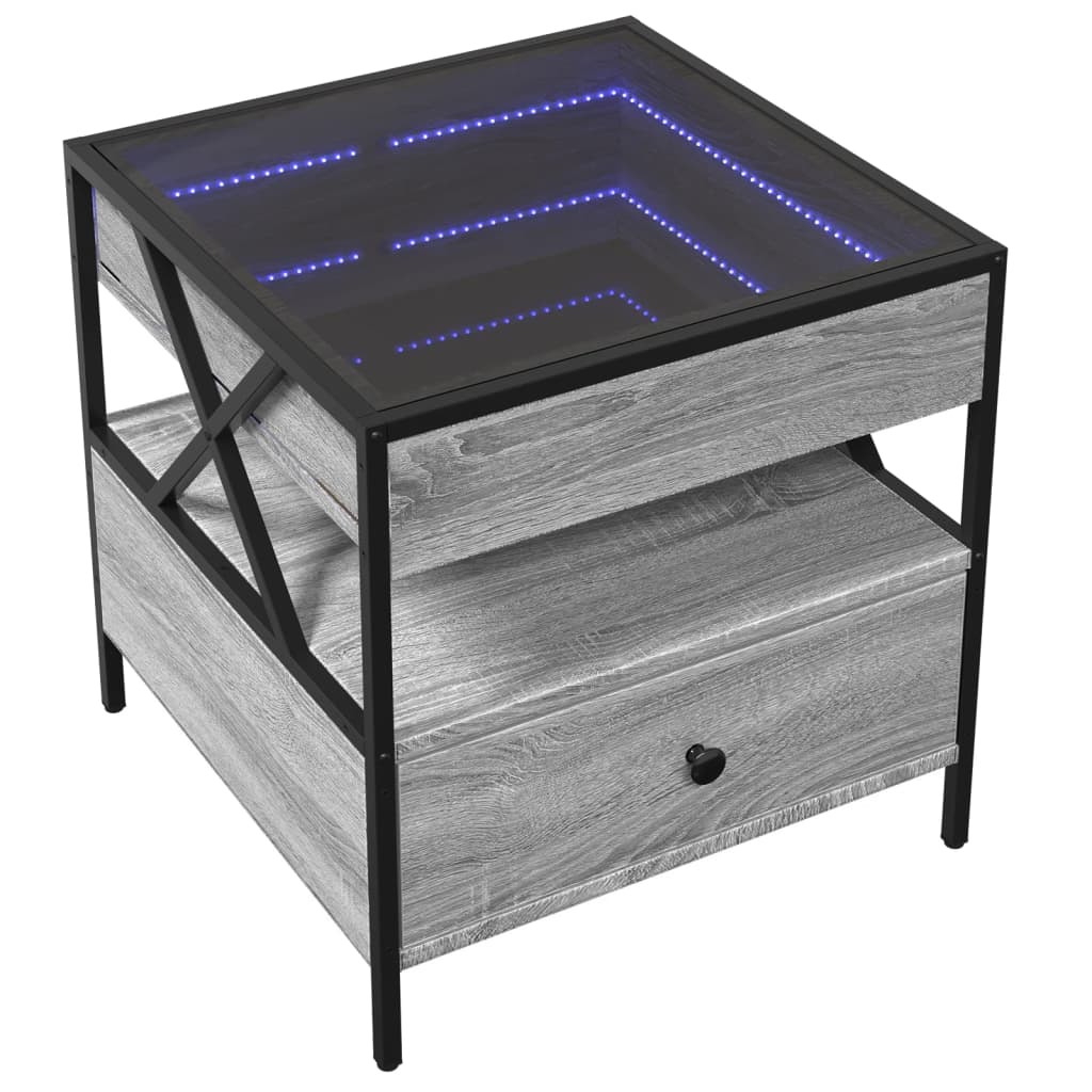 Coffee table with Infinity LED Gray Sonoma 50x50x51 cm