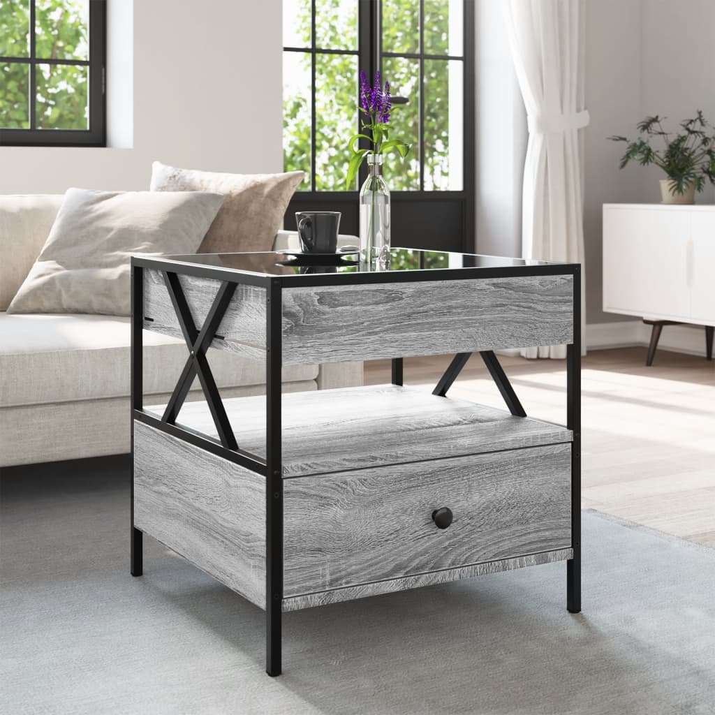 Coffee table with Infinity LED Gray Sonoma 50x50x51 cm