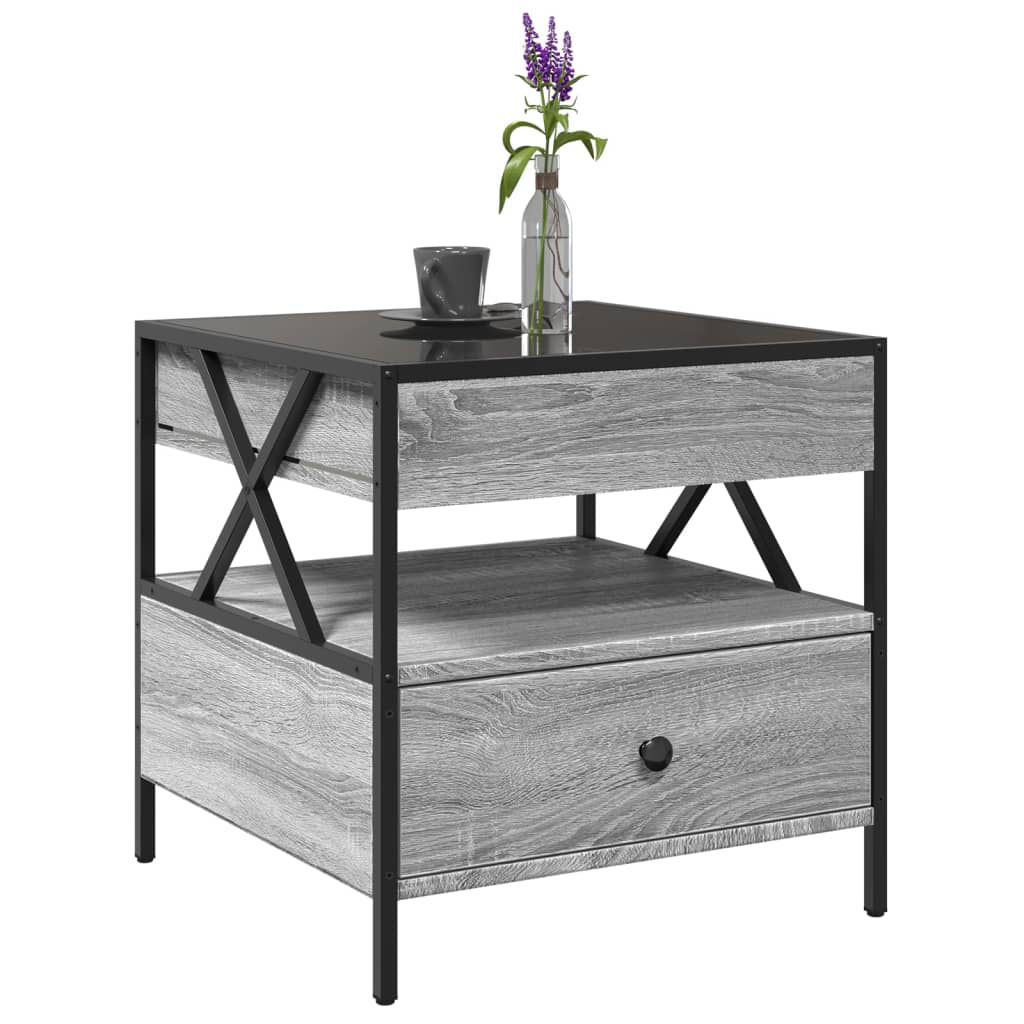Coffee table with Infinity LED Gray Sonoma 50x50x51 cm