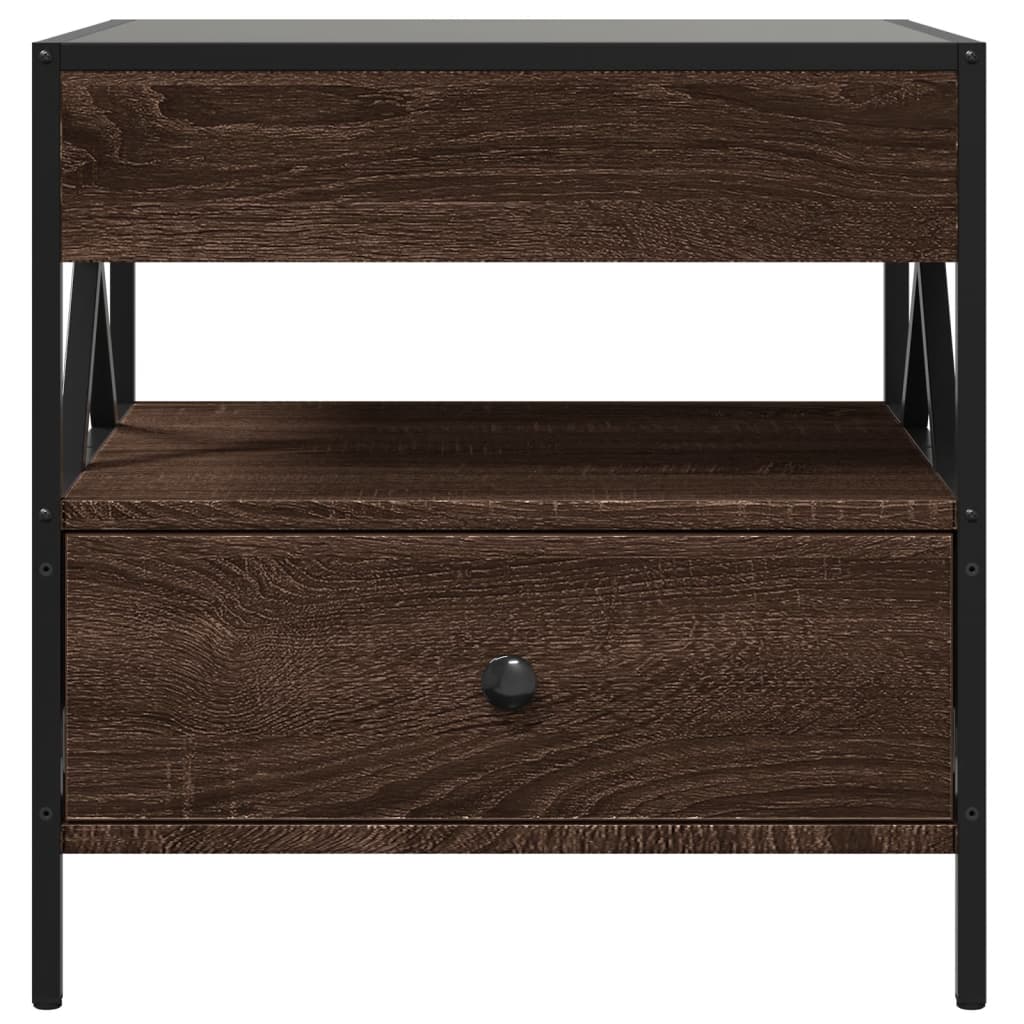 Table basse avec Infinity LED aspect chêne marron 50x50x51 cm
