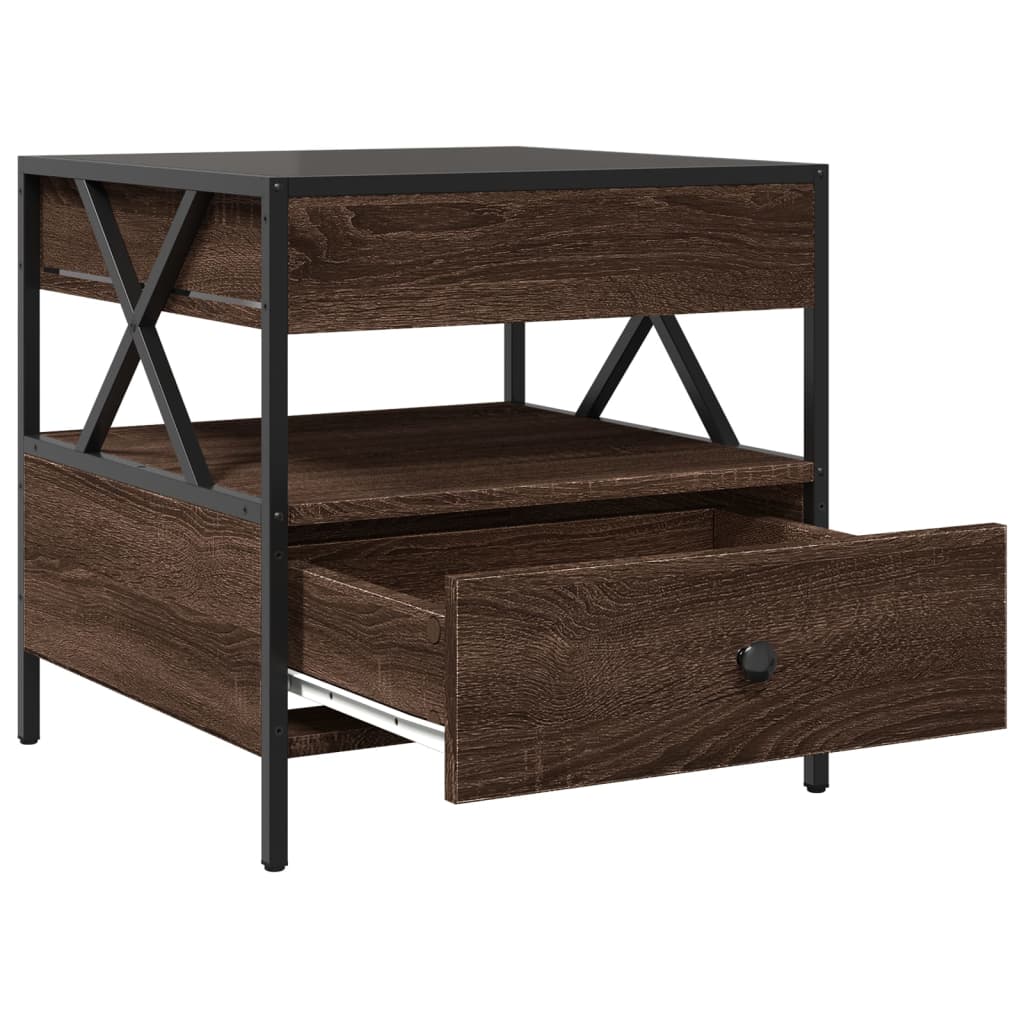 Table basse avec Infinity LED aspect chêne marron 50x50x51 cm