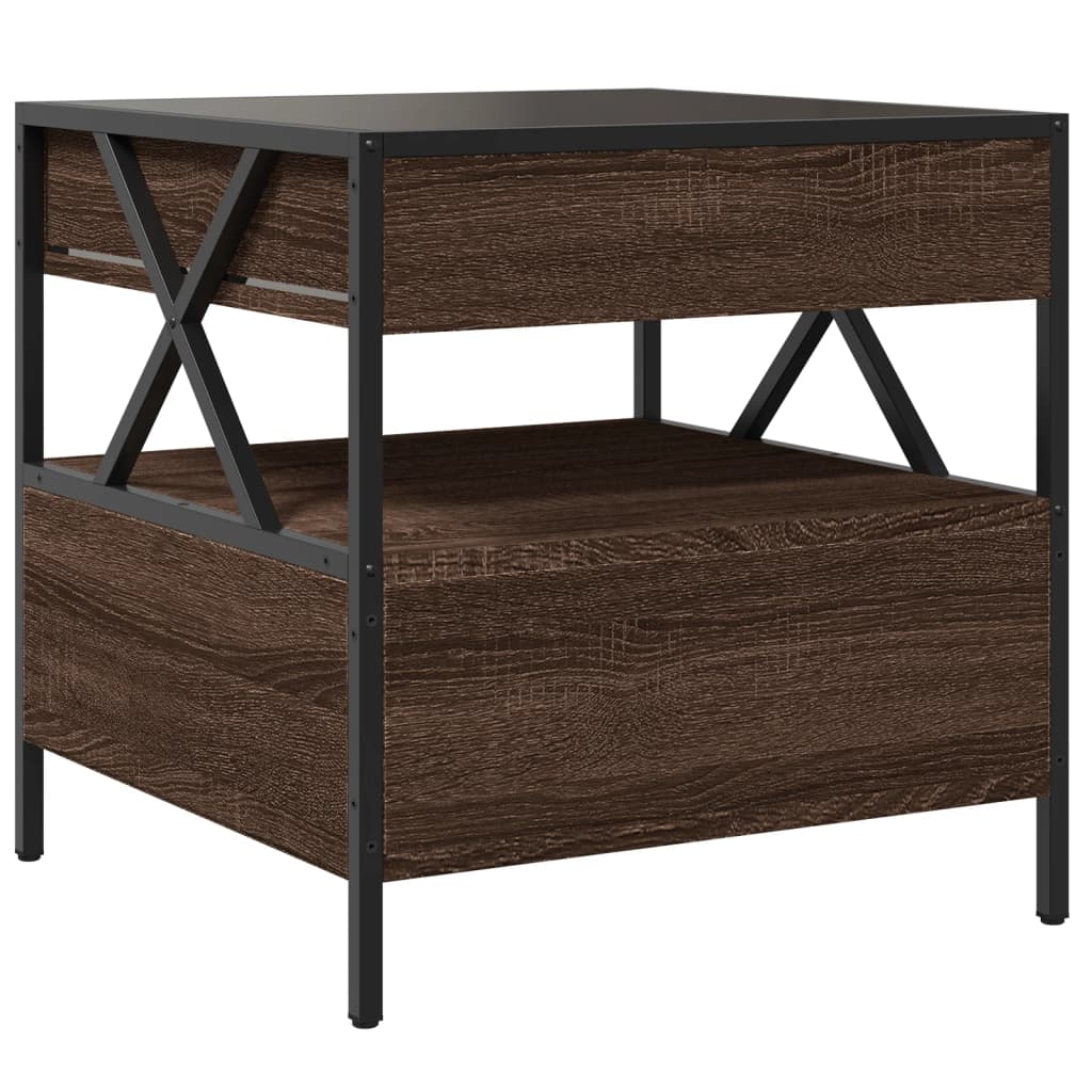Table basse avec Infinity LED aspect chêne marron 50x50x51 cm