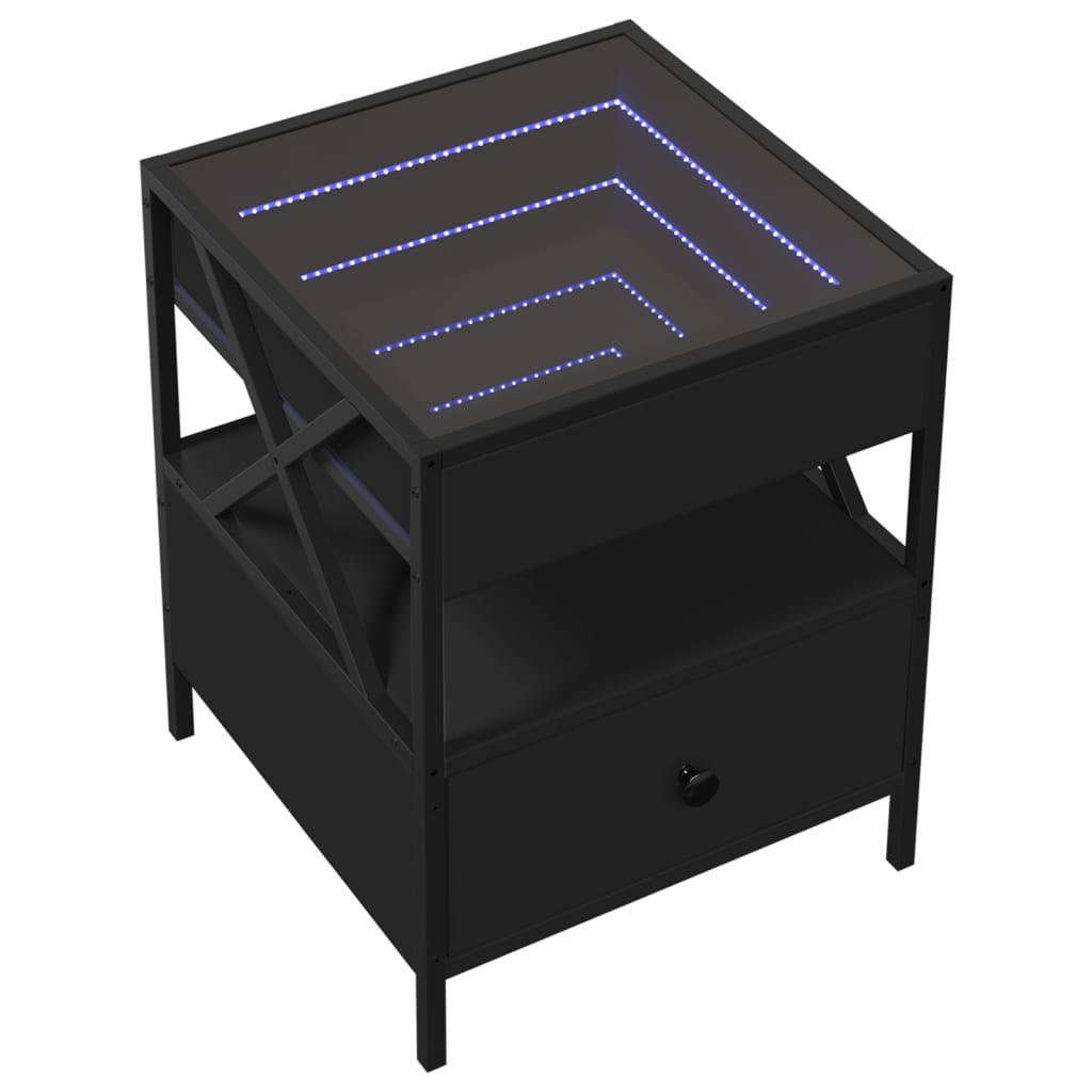 Coffee Table with Infinity LED Black 40x40x51 cm