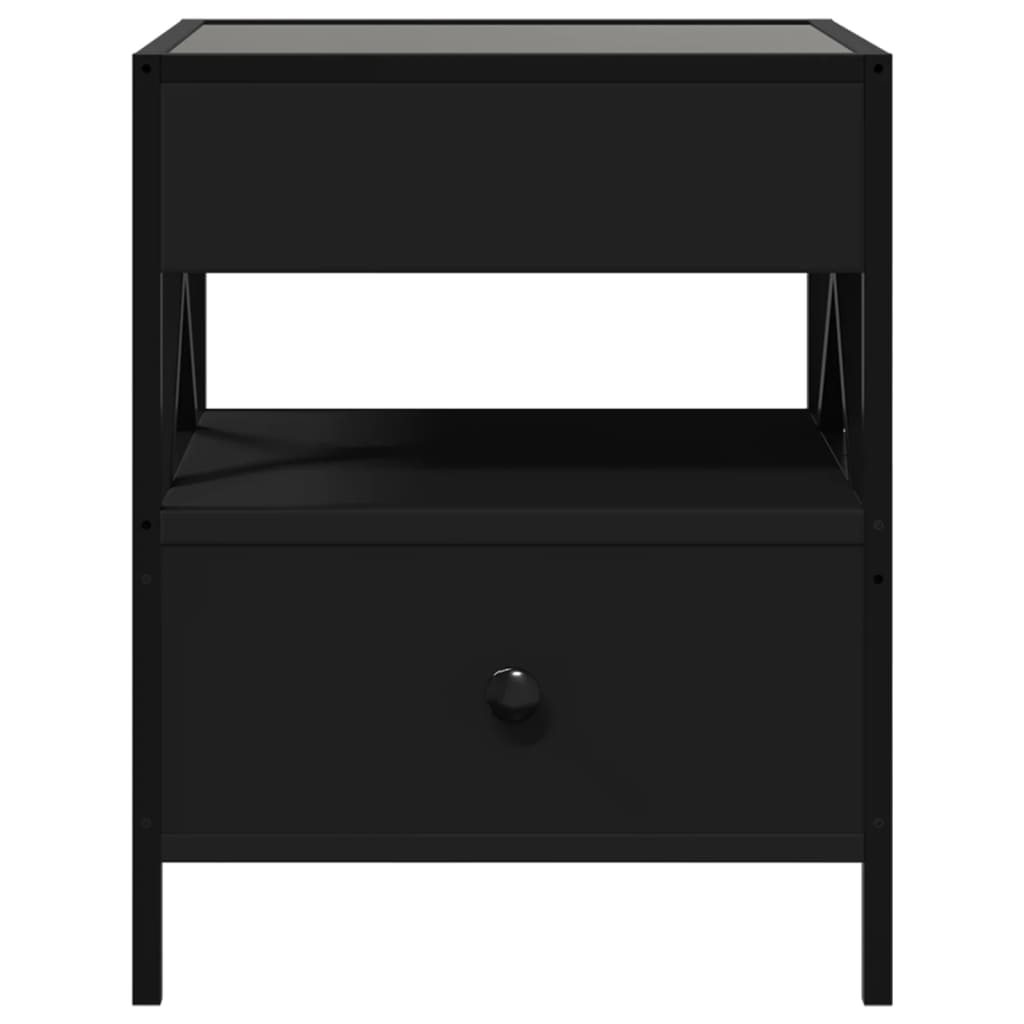 Coffee Table with Infinity LED Black 40x40x51 cm