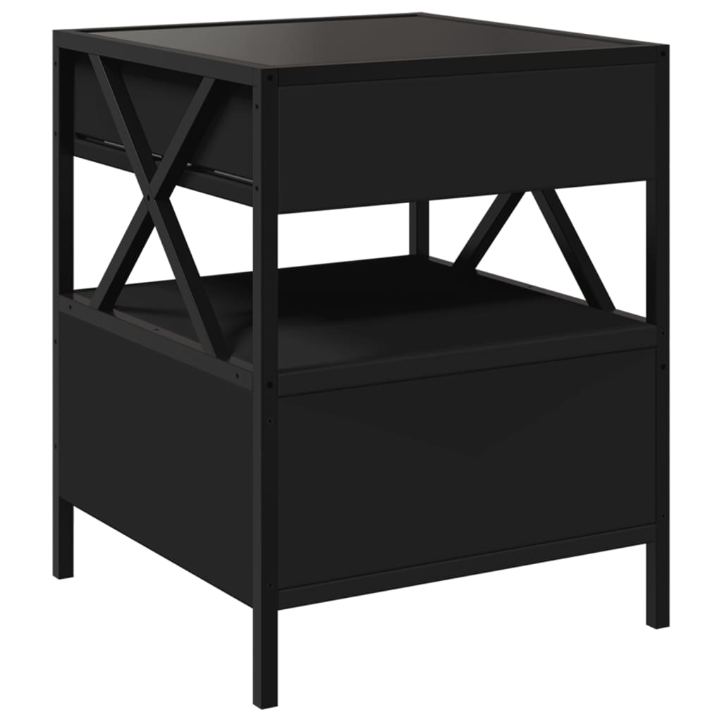 Coffee Table with Infinity LED Black 40x40x51 cm