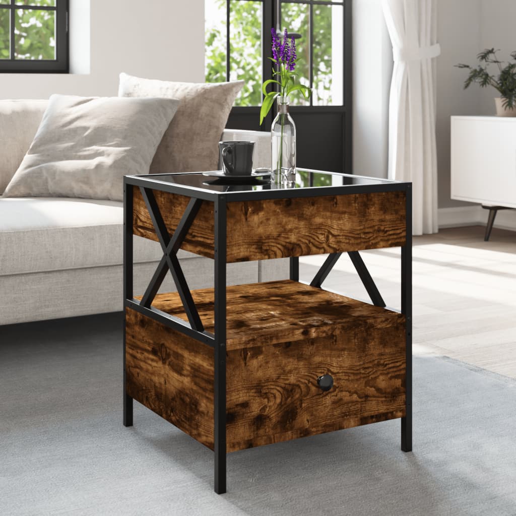 Table basse avec Infinity LED chêne fumé 40x40x51 cm