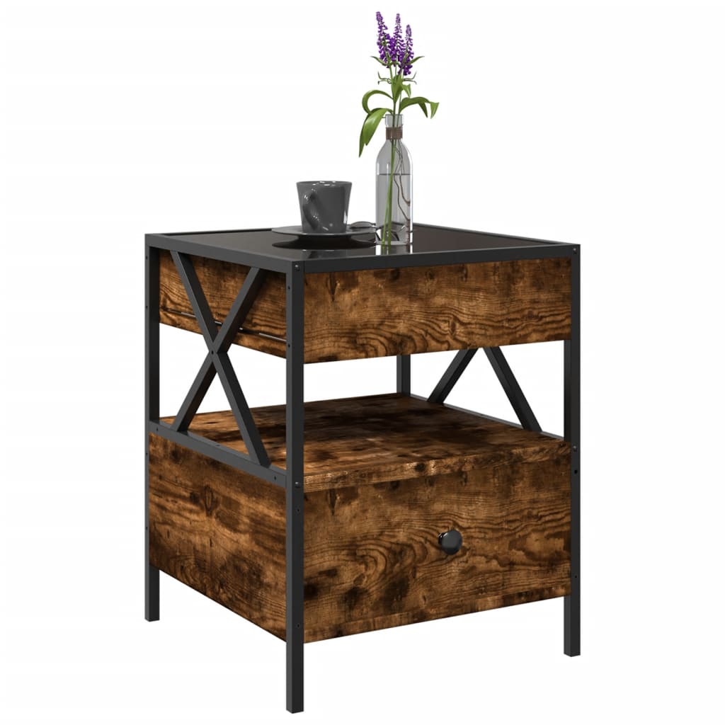 Table basse avec Infinity LED chêne fumé 40x40x51 cm