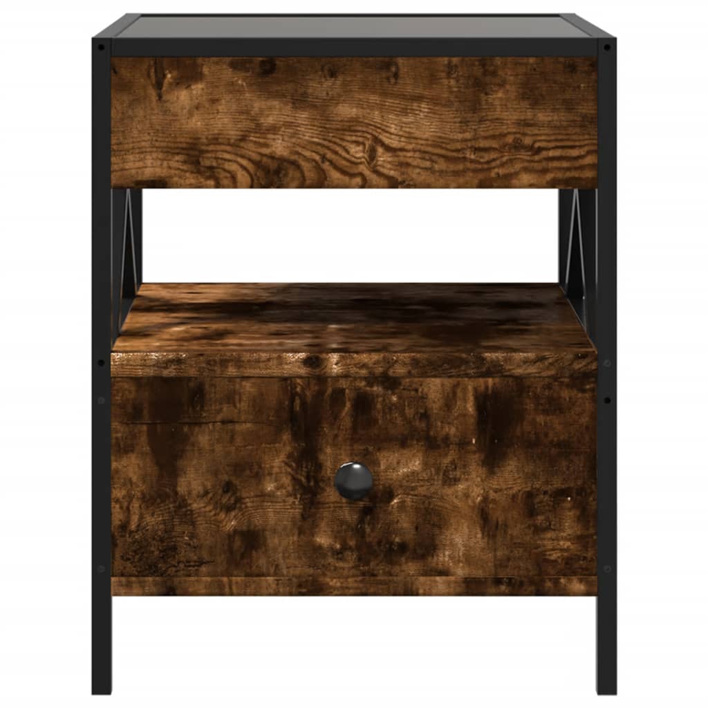 Table basse avec Infinity LED chêne fumé 40x40x51 cm