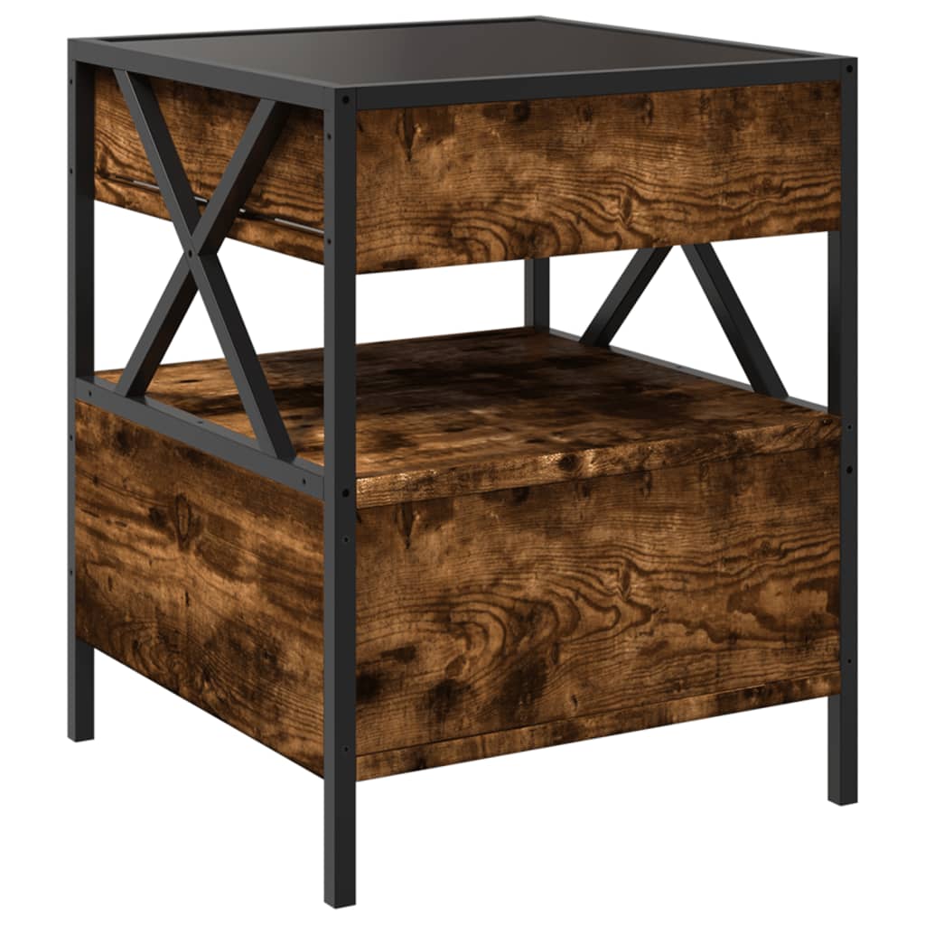 Table basse avec Infinity LED chêne fumé 40x40x51 cm