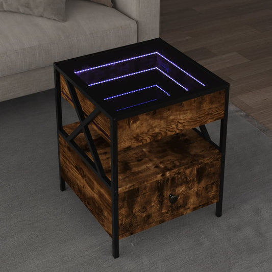 Table basse avec Infinity LED chêne fumé 40x40x51 cm
