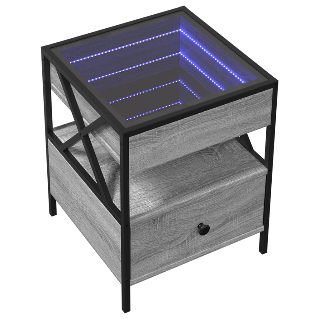 Coffee table with Infinity LED Gray Sonoma 40x40x51 cm