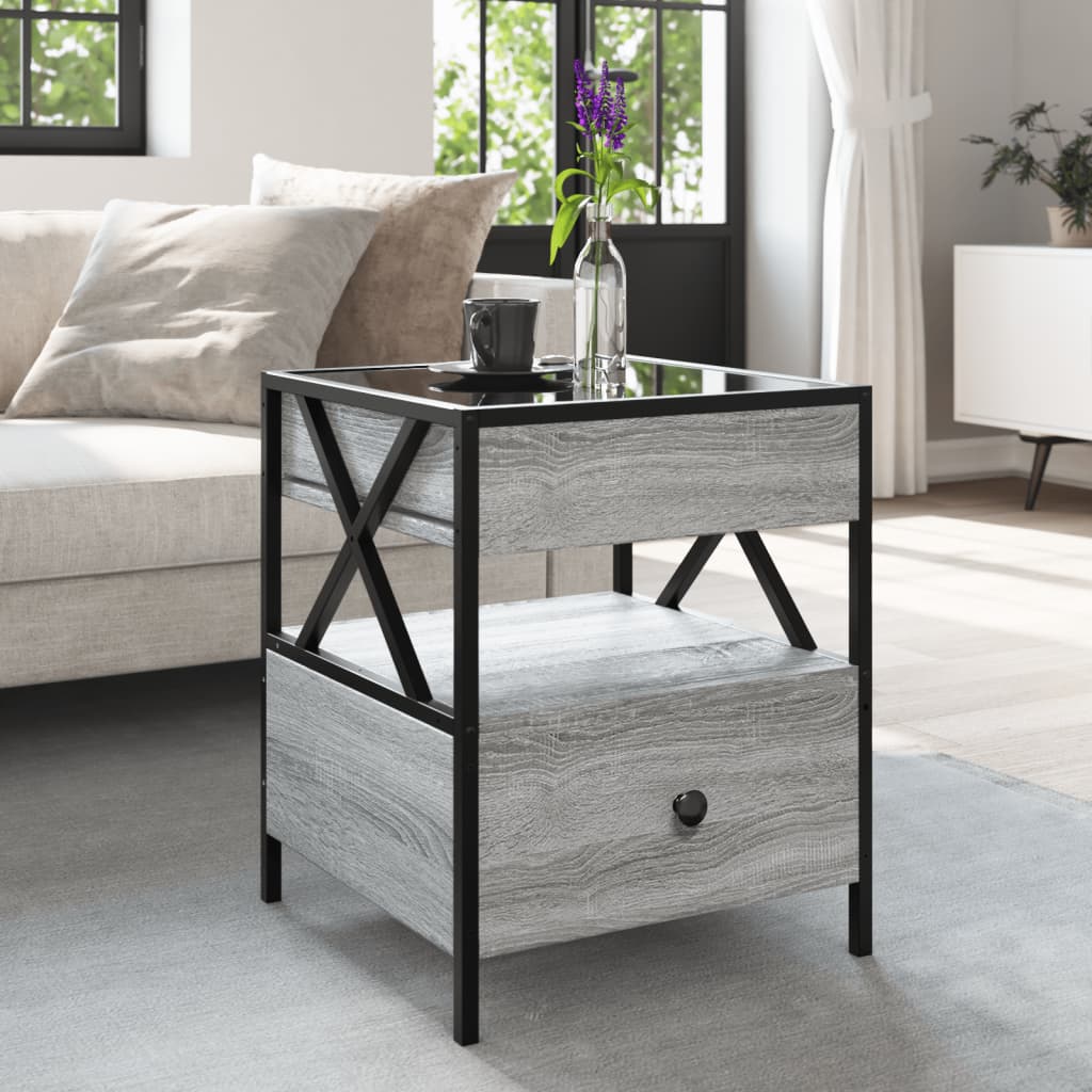 Coffee table with Infinity LED Gray Sonoma 40x40x51 cm