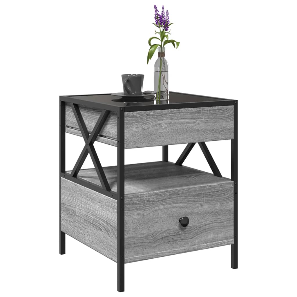 Coffee table with Infinity LED Gray Sonoma 40x40x51 cm