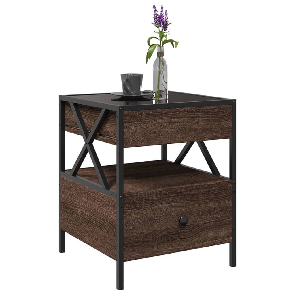 Table basse avec Infinity LED aspect chêne marron 40x40x51 cm