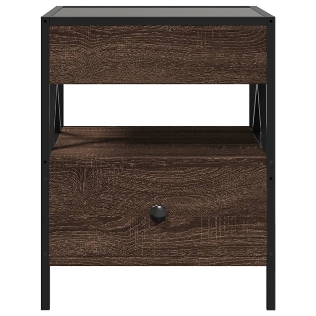 Table basse avec Infinity LED aspect chêne marron 40x40x51 cm