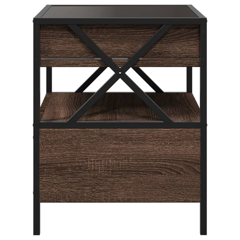 Table basse avec Infinity LED aspect chêne marron 40x40x51 cm